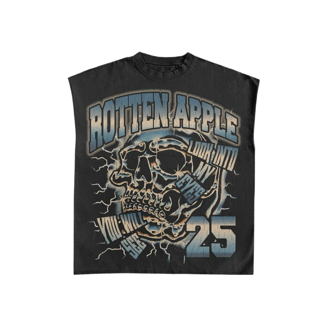 “Look into my eyes” Sleeveless Rotten Apple Shirt